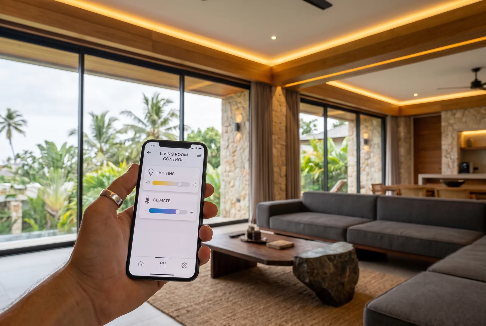 Controlling a modern luxury smart home from a phone app
